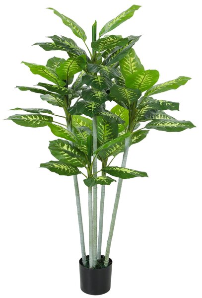 HOMCOM Umělá rostlina Calathea, 150 cm s cementovým květináčem — do interiéru | Aosom