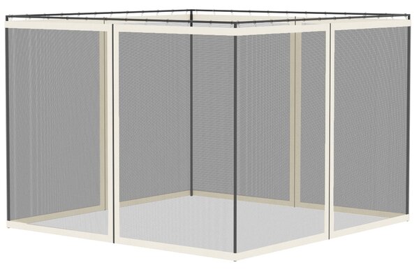 Outsunny Mosquito Nets for Gazebo/Canopy/Pavilion 3 x 3 m - Set of 4 Zippered Panels + Attachment Hooks - Polyester/Nylon | Aosom