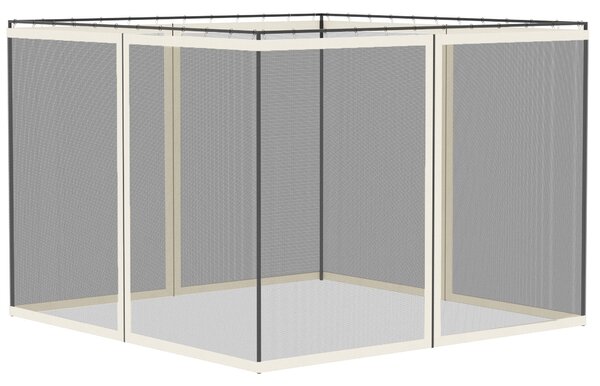 Outsunny Mosquito Nets for Gazebo/Canopy/Pavilion 3 x 3 m - Set of 4 Zippered Panels + Attachment Hooks - Polyester/Nylon | Aosom