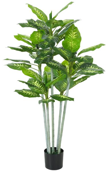 HOMCOM Umělá rostlina Calathea, 150 cm s cementovým květináčem — do interiéru | Aosom