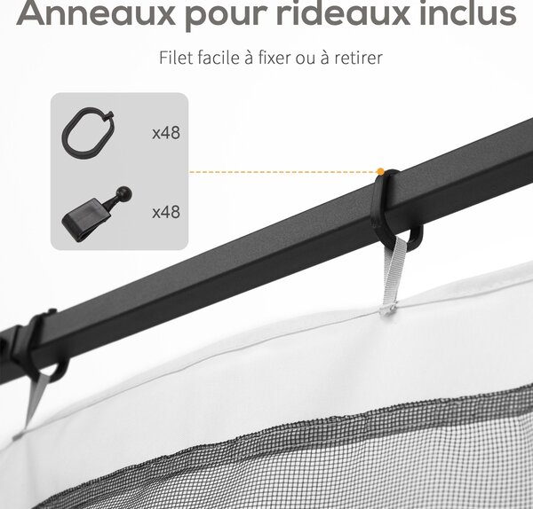 Outsunny Mosquito Nets for Gazebo/Canopy/Pavilion 3 x 3 m - Set of 4 Zippered Panels + Attachment Hooks - Polyester/Nylon | Aosom