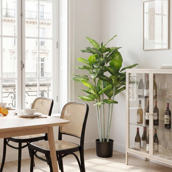 HOMCOM Umělá rostlina Calathea, 150 cm s cementovým květináčem — do interiéru | Aosom