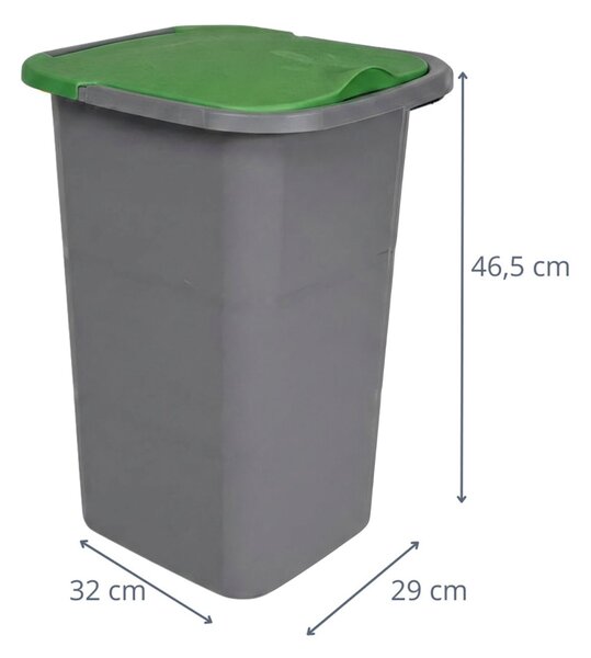 BELLI e FORTI s.r.l. Belli E Forti koš na tříděný odpad PREMI, šedý, plast, zelené víko, 24 L