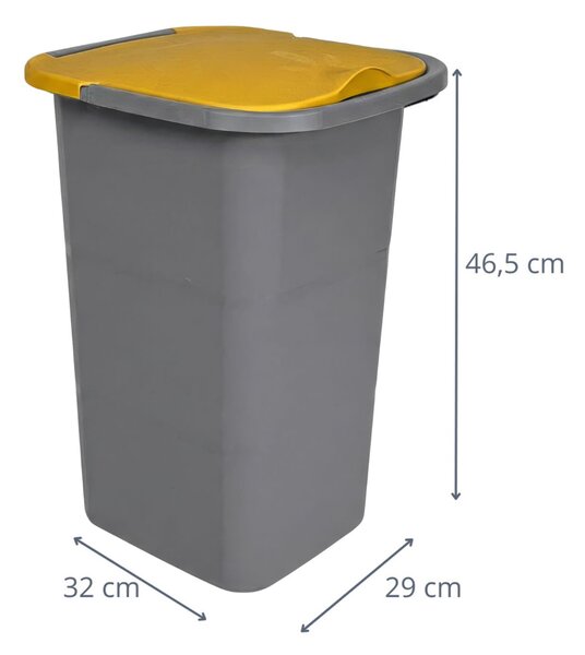 BELLI e FORTI s.r.l. Belli E Forti koš na tříděný odpad PREMI, šedý, plast, žluté víko, 24 L