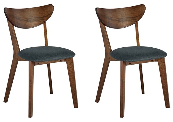 Sada 2 dřevěných jídelních židlí tmavé dřevo/šedá ERIE