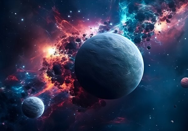 Postershop Fototapeta vliesová: Universe planet stars galaxy (1) - 208x146 cm