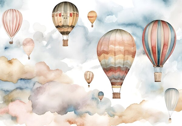 Postershop Fototapety vliesové: For kids fairytale watercolour balloons (1) - 254x184 cm