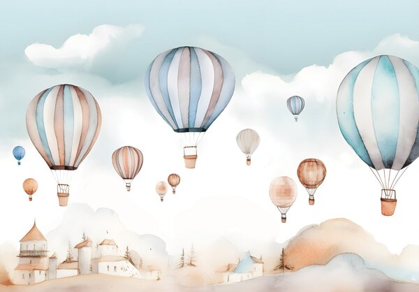 Postershop Fototapeta vliesová: For kids fairytale watercolour balloons - 152,5x104 cm