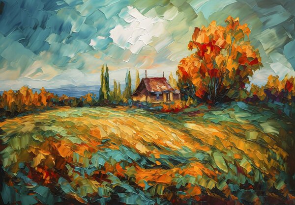 Postershop Fototapeta vliesová: Lanscape oil-colour painting nature - 208x146 cm