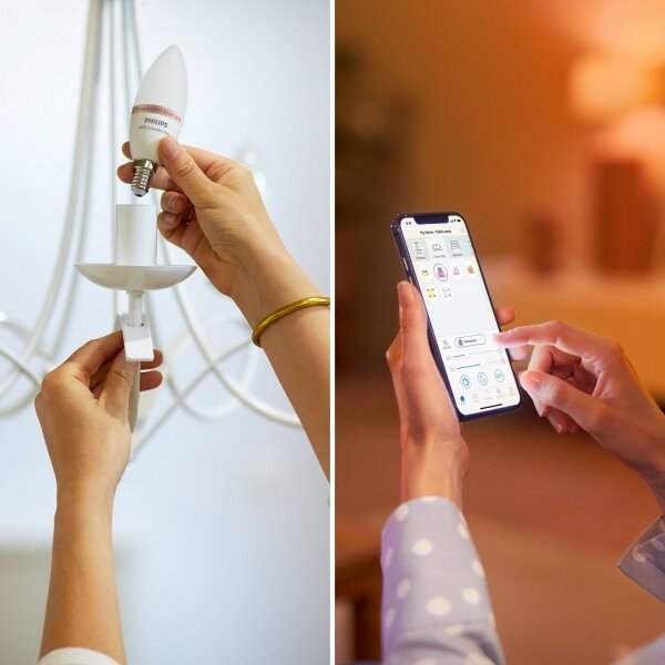 SADA 2x LED RGB Stmívatelná žárovka Philips SMART C37 E14/4,9W/230V 2200-6500K