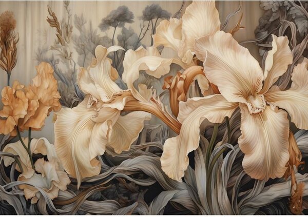 Postershop Fototapeta vliesová: Art Nature Beige flowers - 208x146 cm