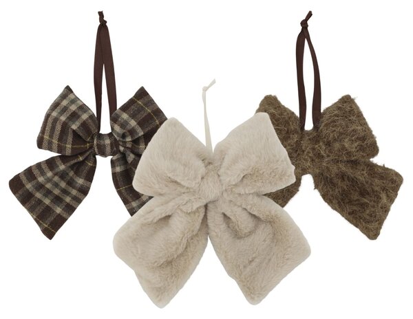 Dekorativní mašle Beige/Mocca – set 3 ks