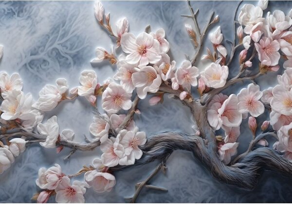 Postershop Fototapeta vliesová: Art Nature Painted Branches Flowers - 152,5x104 cm
