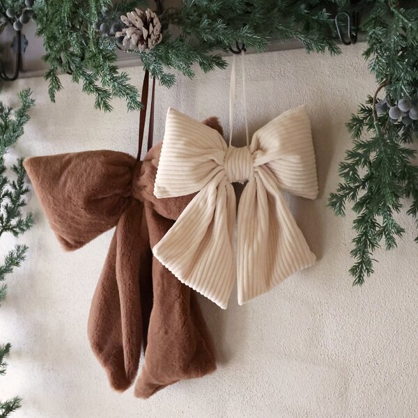 Dekorativní mašle Beige/Mocca – set 2 ks