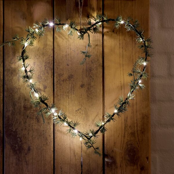 Svítící LED dekorace z umělého jehličí Wreath Heart