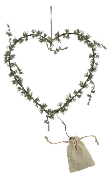 Svítící LED dekorace z umělého jehličí Wreath Heart
