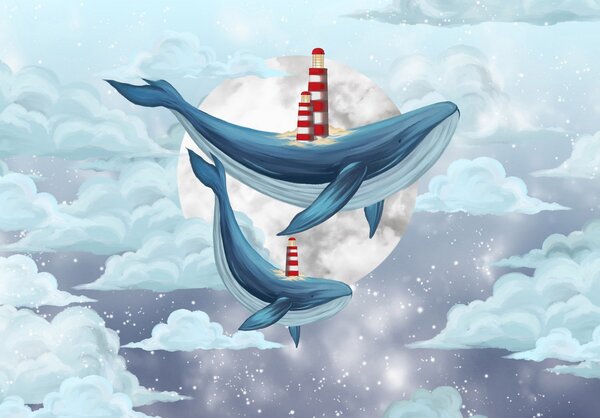 Postershop Fototapeta vliesová: Whales - 208x146 cm