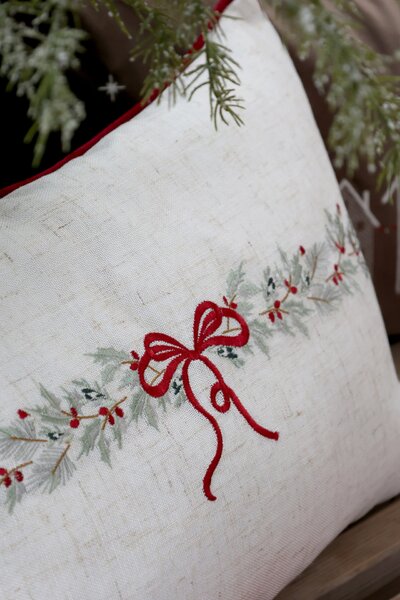 Vyšívaný povlak na polštář Bow/Garland 35 × 50 cm