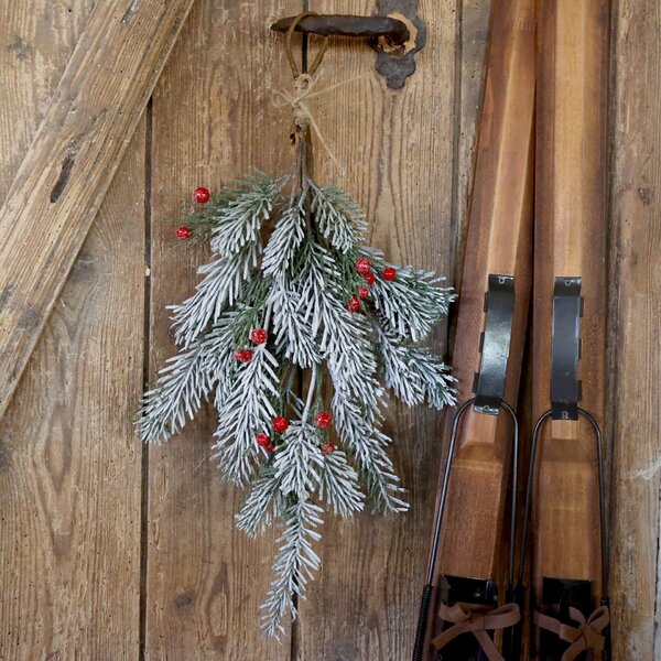 Dekorace z umělého jehličí Snow/Berries 46 cm