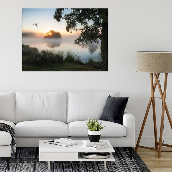 Postershop Obraz na plátně: Landscape nature lake mist - 100x75 cm