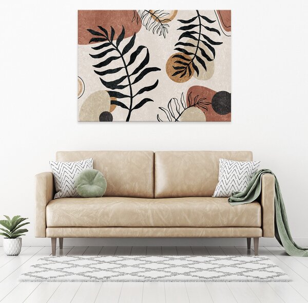 Postershop Obraz na plátně: Boho style leaves geometry - 100x75 cm