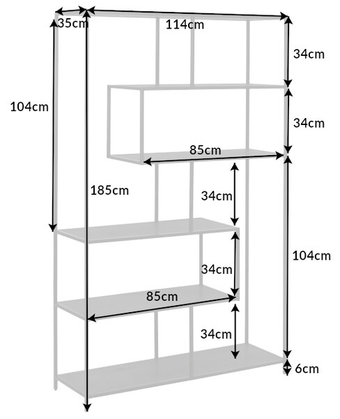 Designový regál Maille 185 x 114 cm černý jasan