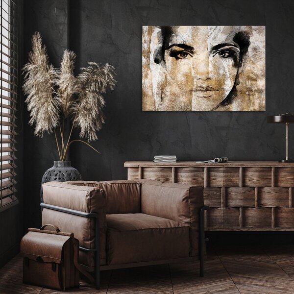 Postershop Obraz na plátně: Imitation concrete female face (1) - 100x75 cm