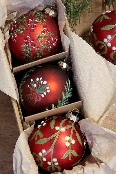 Vánoční baňka Cherry Ø 8 cm – set 3 ks