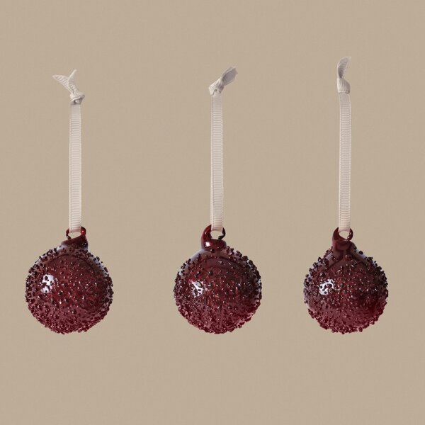 Vánoční ozdoba Flurry Picante Red Ø 4 cm – set 3 ks