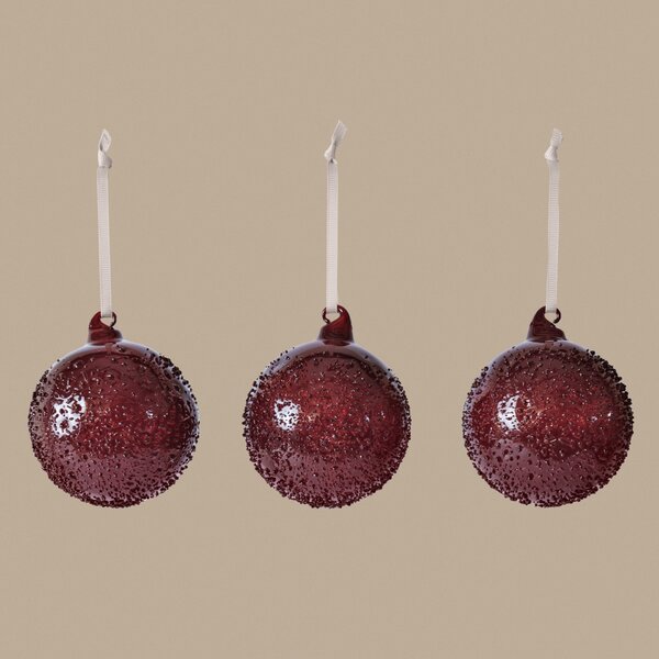 Vánoční ozdoba Flurry Picante Red Ø 8 cm – set 3 ks