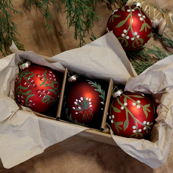 Vánoční baňka Cherry Ø 8 cm – set 3 ks