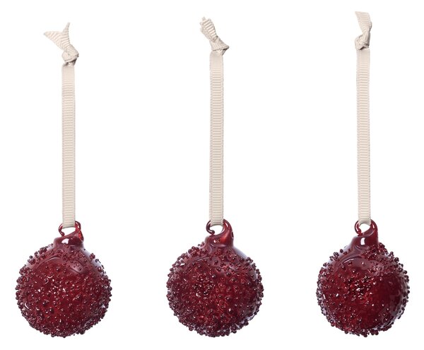 Vánoční ozdoba Flurry Picante Red Ø 4 cm – set 3 ks