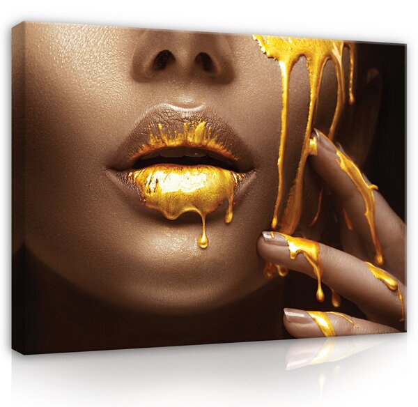 Postershop Obraz na plátně: Female art gold luxury - 100x75 cm