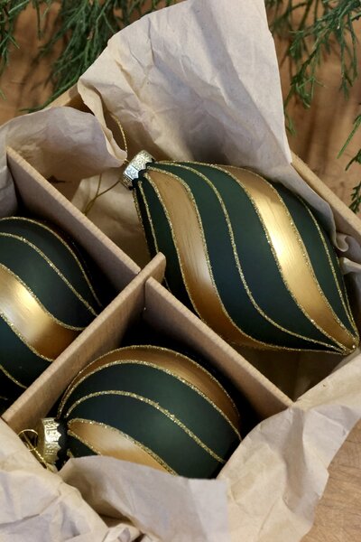 Vánoční baňka Olive/Gold – set 3 ks