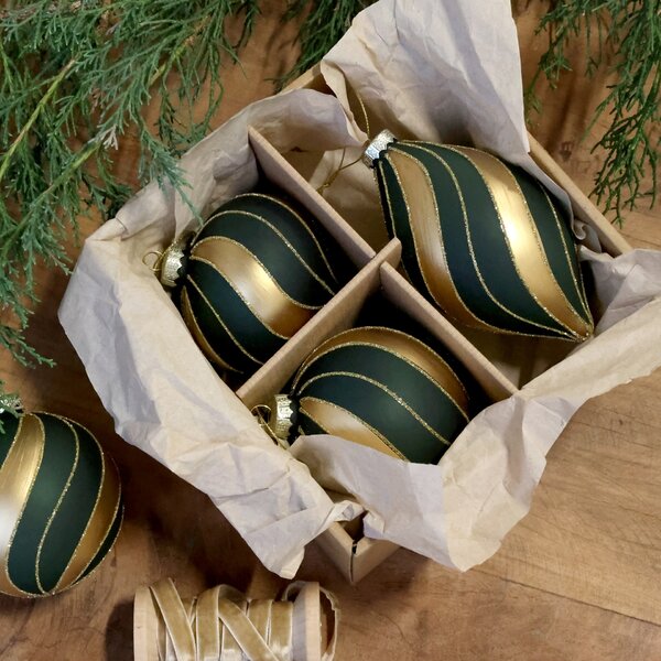 Vánoční baňka Olive/Gold – set 3 ks
