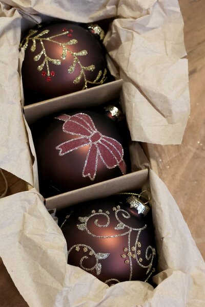 Vánoční baňka Mocca Ø 8 cm – set 3 ks