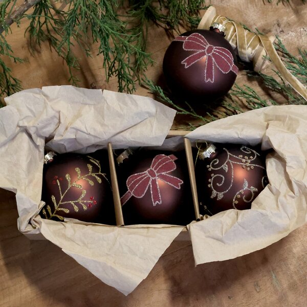 Vánoční baňka Mocca Ø 8 cm – set 3 ks