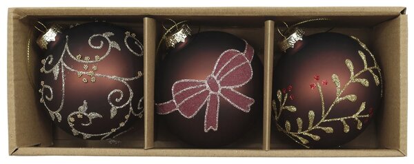 Vánoční baňka Mocca Ø 8 cm – set 3 ks
