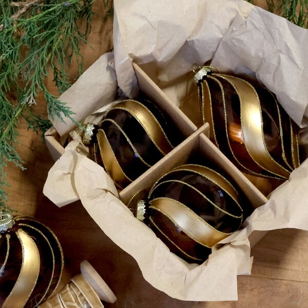 Vánoční baňka Mocca/Gold – set 3 ks