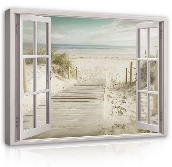 Postershop Obraz na plátně: Window - Beach - 80x60 cm