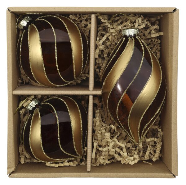 Vánoční baňka Mocca/Gold – set 3 ks