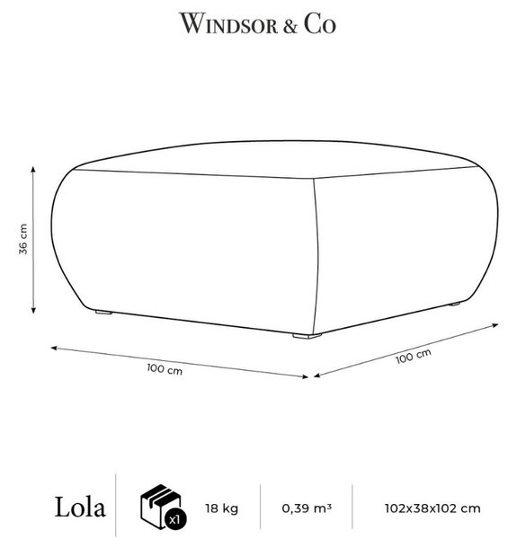 Pudrově růžová bouclé podnožka Windsor & Co Lola 100 x 100 cm