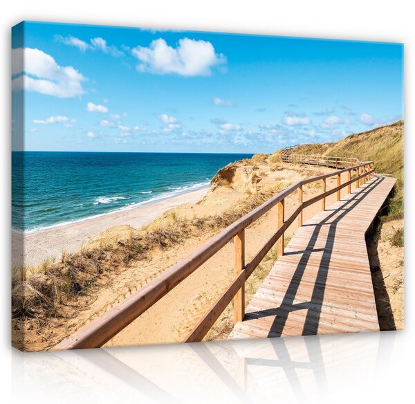 Postershop Obraz na plátně: Landscape Beach Sea Wooden Path - 80x60 cm