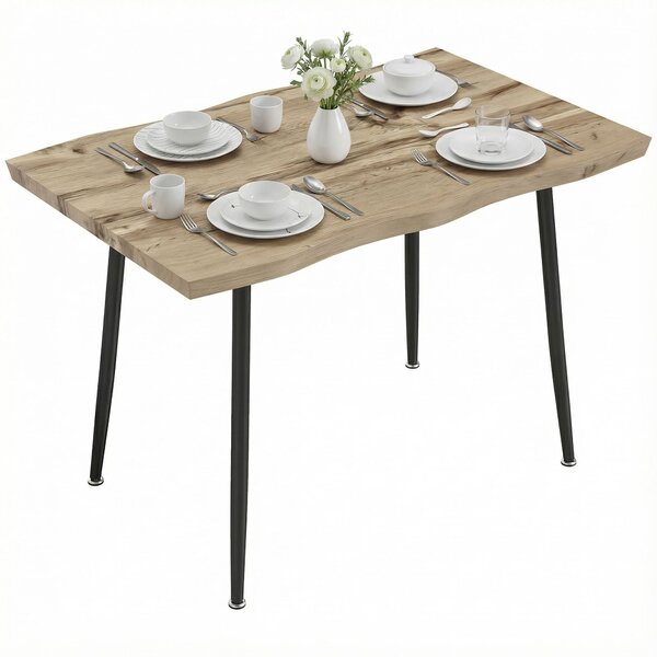 HOMCOM jídelní stůl pro 4, 110 × 70 × 75 cm, moderní severský stůl do kuchyně, ocelový rám, dubový dekor | Aosom