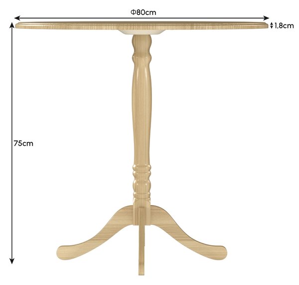 HOMCOM kulatý jídelní stůl Ø 80 cm pro 4 osoby, ocelový sloup, moderní, přírodní dřevěný vzhled | Aosom