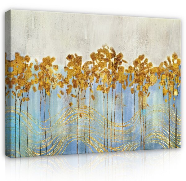 Postershop Obraz na plátně: Art Nature Golden Leaves Ornaments - 80x60 cm