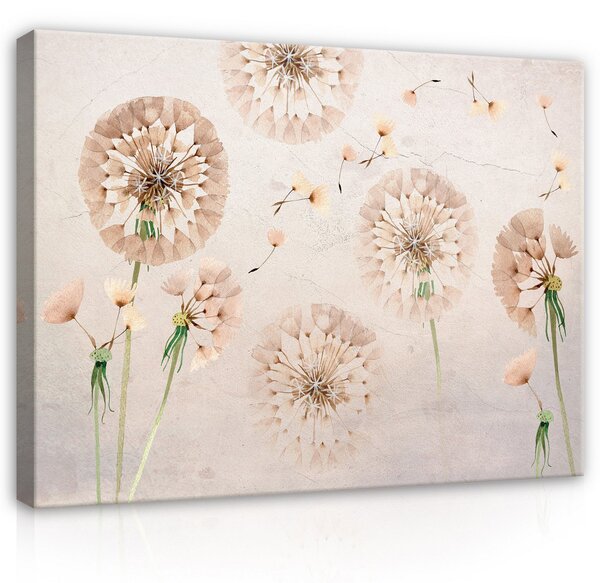Postershop Obraz na plátně: Nature Flowers Dandelions Pastel Art - 80x60 cm