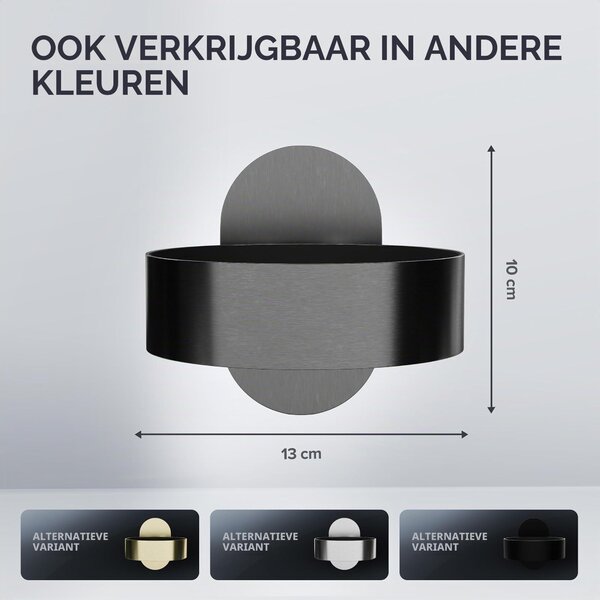 Držák na fén nástěnný závěsný držák na fén - Nerezová ocel - Gunmetal - Samolepicí bez vrtání - Do koupelny