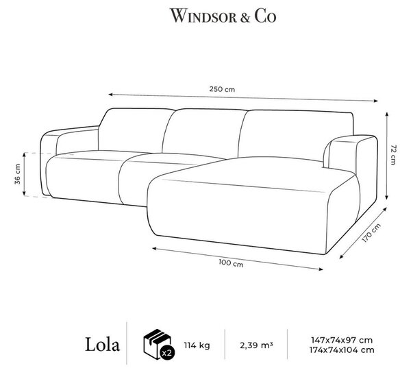 -25 % Dny MOMENTI– Windsor & Co Bouclé rohová pohovka Lola 250 cm, pravá