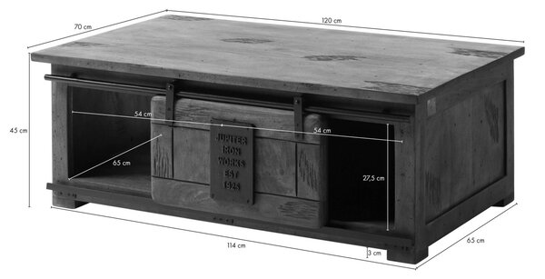 IRON Konferenční stolek mango 120x70x45 hnědý lakovaný